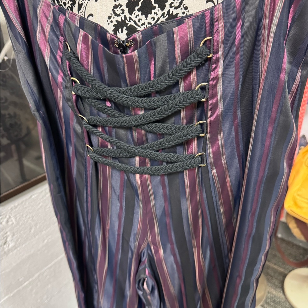 NWT House of Harlow Resolve  Black and Purple Striped Women's Pants